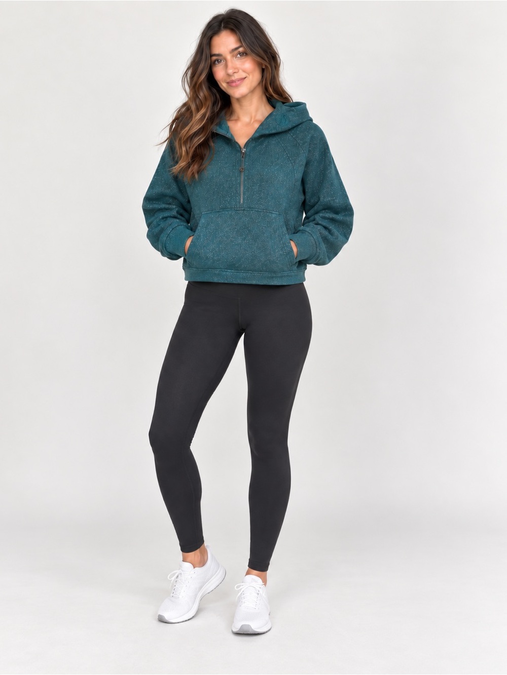 Lululemon Women’s XS/S Sparkly Teal Metallic Half Zip Hoodie Pullover